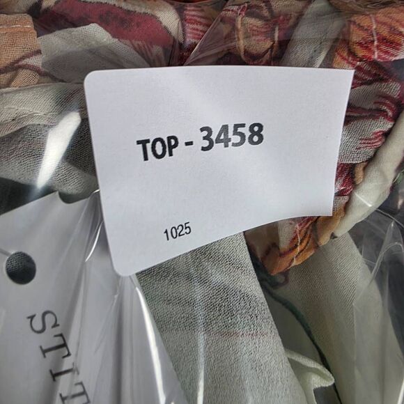 Daniel Rainn L Floral Ruffle Trim Bell Sleeve Blouse, New - Picture 6 of 6